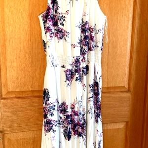 Maurices Beautiful White & Purple Maxi Dress